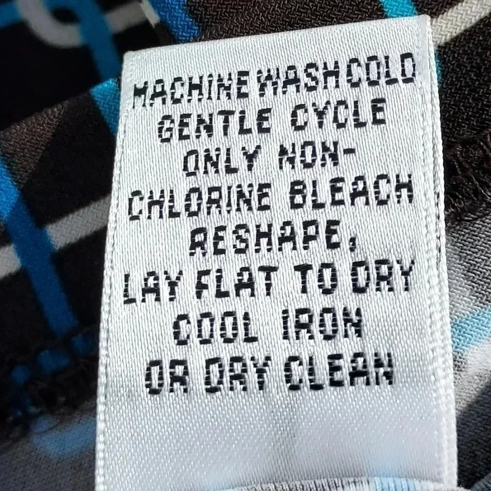 Talbots Petites Geometric Belted Dress Size 4 Blue/ Brown/ White/Turqouise - Picture 11 of 12